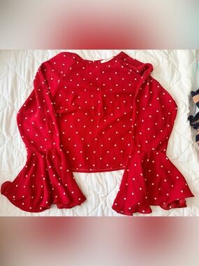 Forever 21 Red Polka Dot Bell Sleeve Top